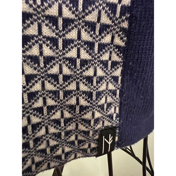 NEVE Womens Large Poly Wool Blend Nordic Fair Isle 1/4 Zip Pullover Sweater - Picture 3 of 7